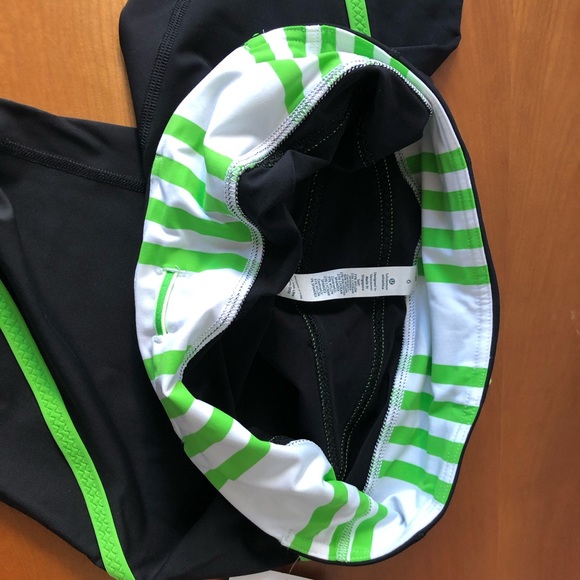 NWT Lululemon Run: Pace Crop 17” Black/Ocean Stripe Frond/Frond Vintage & Rare - Picture 4 of 16